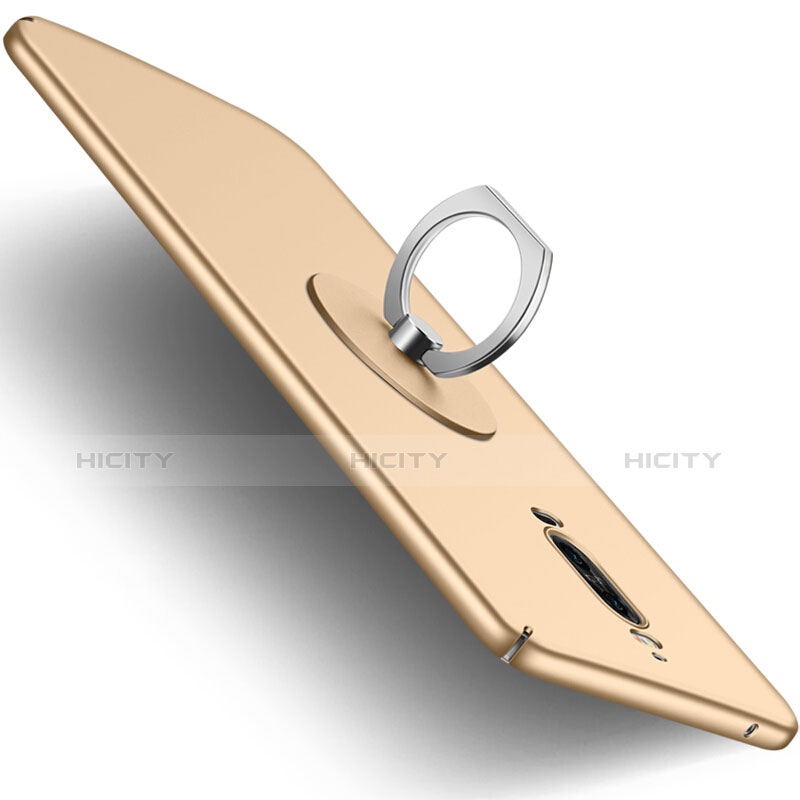 Cover Plastica Rigida Opaca con Anello Supporto per Huawei Mate 9 Pro Oro