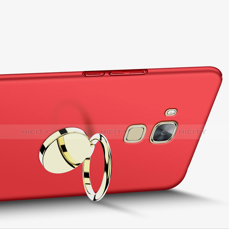 Cover Plastica Rigida Opaca con Anello Supporto per Huawei Nova Plus Rosso