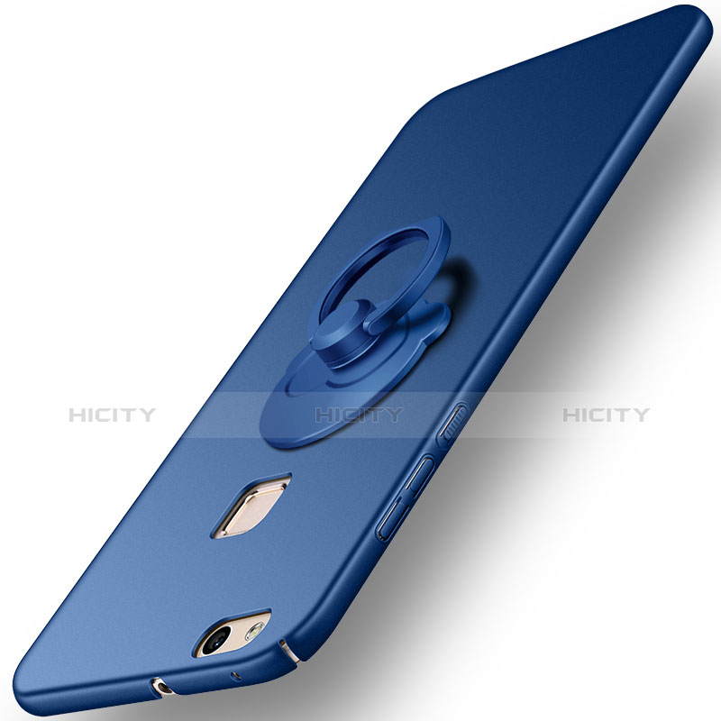 Cover Plastica Rigida Opaca con Anello Supporto per Huawei P10 Lite Blu