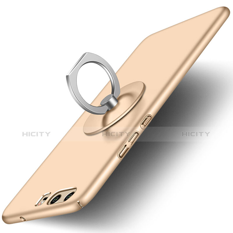 Cover Plastica Rigida Opaca con Anello Supporto per Huawei P10 Plus Oro