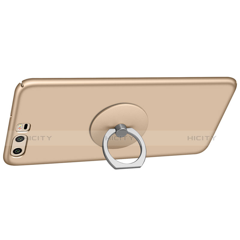 Cover Plastica Rigida Opaca con Anello Supporto per Huawei P10 Plus Oro