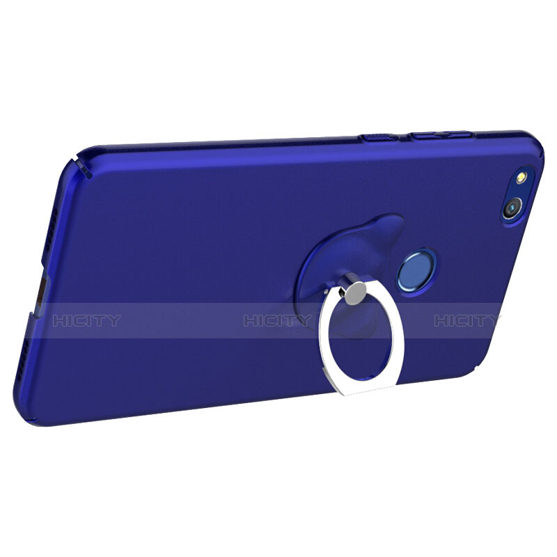 Cover Plastica Rigida Opaca con Anello Supporto per Huawei P8 Lite (2017) Blu