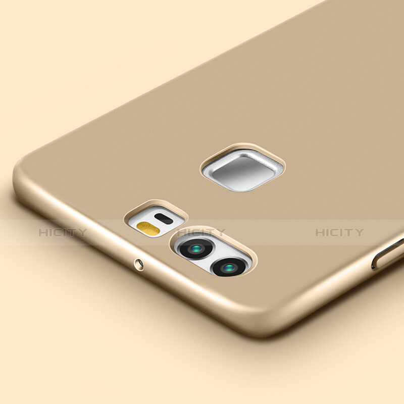 Cover Plastica Rigida Opaca con Anello Supporto per Huawei P9 Plus Oro