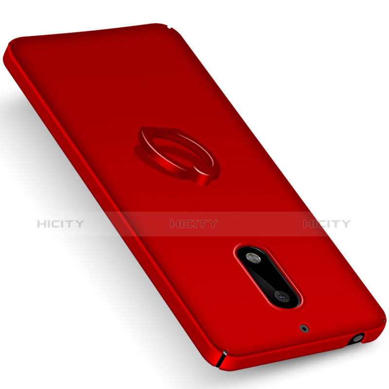 Cover Plastica Rigida Opaca con Anello Supporto per Nokia 6 Rosso