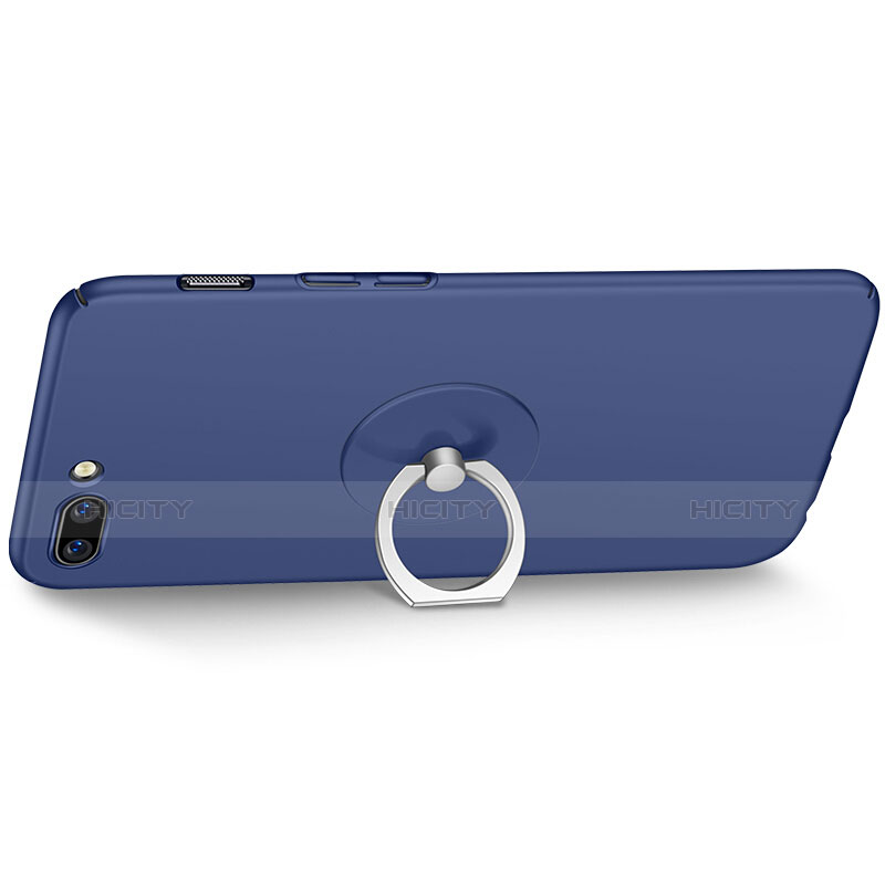 Cover Plastica Rigida Opaca con Anello Supporto per OnePlus 5 Blu