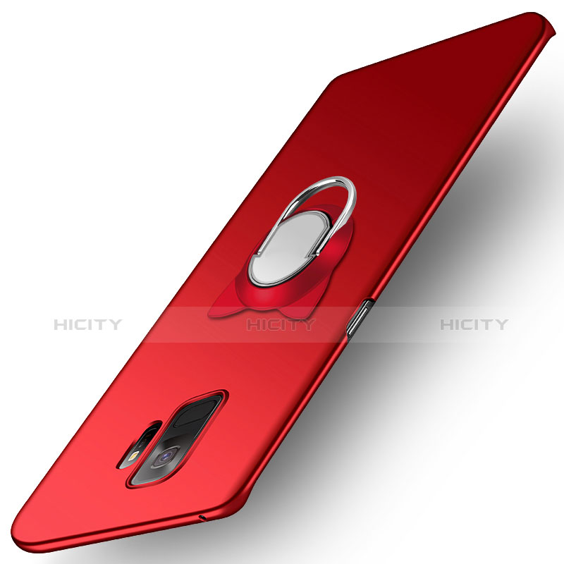 Cover Plastica Rigida Opaca con Anello Supporto per Samsung Galaxy S9 Rosso