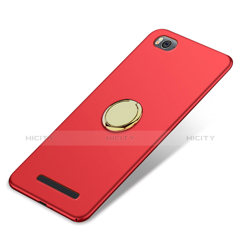 Cover Plastica Rigida Opaca con Anello Supporto per Xiaomi Mi 4i Rosso