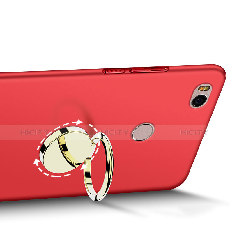 Cover Plastica Rigida Opaca con Anello Supporto per Xiaomi Mi 4S Rosso
