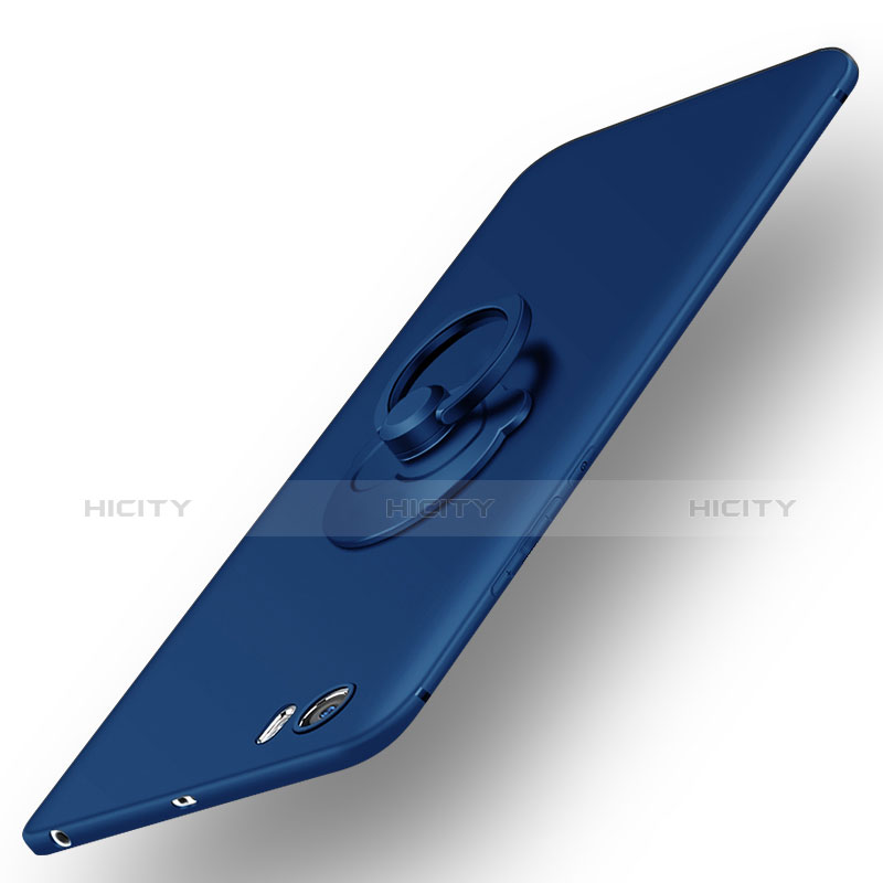 Cover Plastica Rigida Opaca con Anello Supporto per Xiaomi Mi 5 Blu