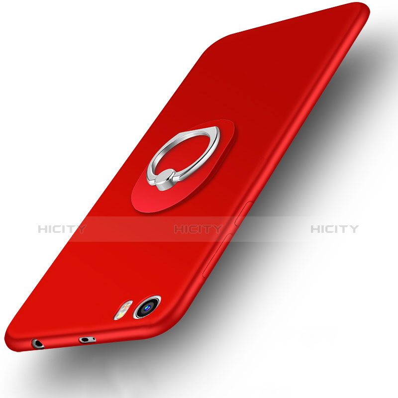 Cover Plastica Rigida Opaca con Anello Supporto per Xiaomi Mi 5 Rosso