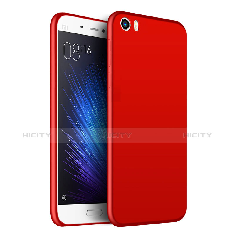 Cover Plastica Rigida Opaca con Anello Supporto per Xiaomi Mi 5 Rosso