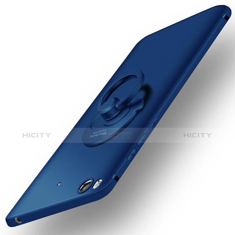 Cover Plastica Rigida Opaca con Anello Supporto per Xiaomi Mi 5S 4G Blu