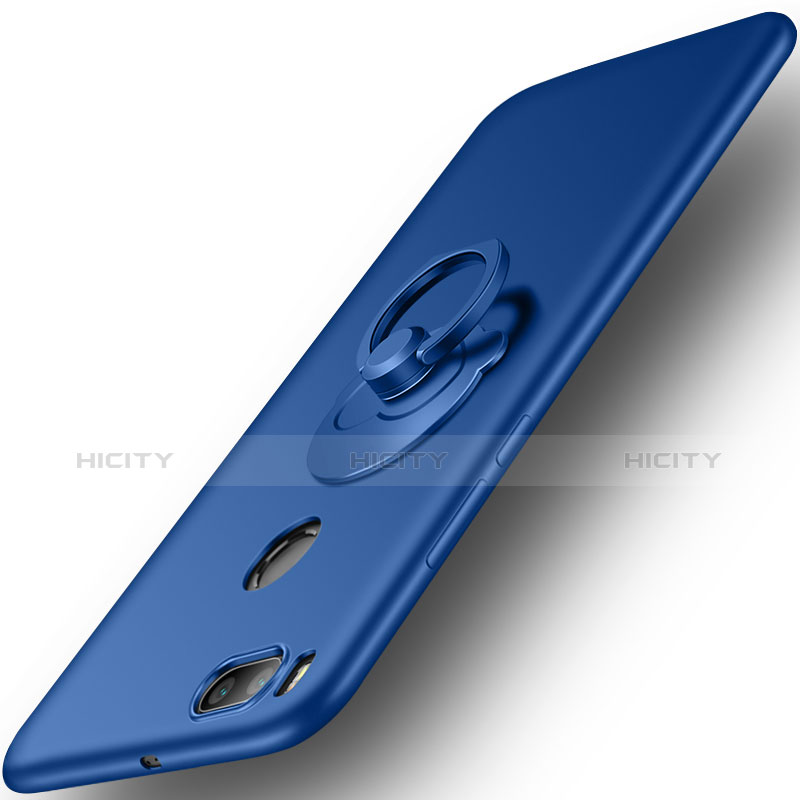 Cover Plastica Rigida Opaca con Anello Supporto per Xiaomi Mi 5X Blu