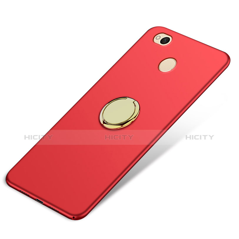 Cover Plastica Rigida Opaca con Anello Supporto per Xiaomi Redmi 4X Rosso