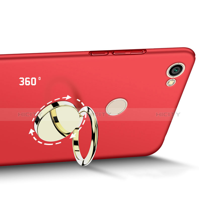 Cover Plastica Rigida Opaca con Anello Supporto per Xiaomi Redmi Note 5A High Edition Rosso