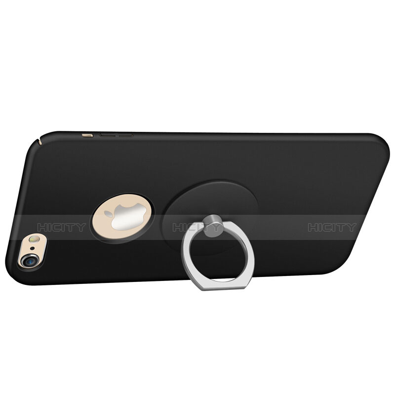 Cover Plastica Rigida Opaca con Foro e Anello Supporto per Apple iPhone 6 Plus Nero