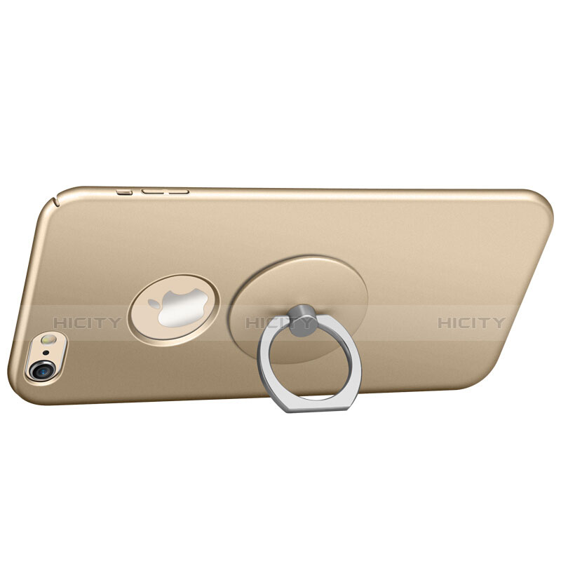 Cover Plastica Rigida Opaca con Foro e Anello Supporto per Apple iPhone 6S Plus Oro