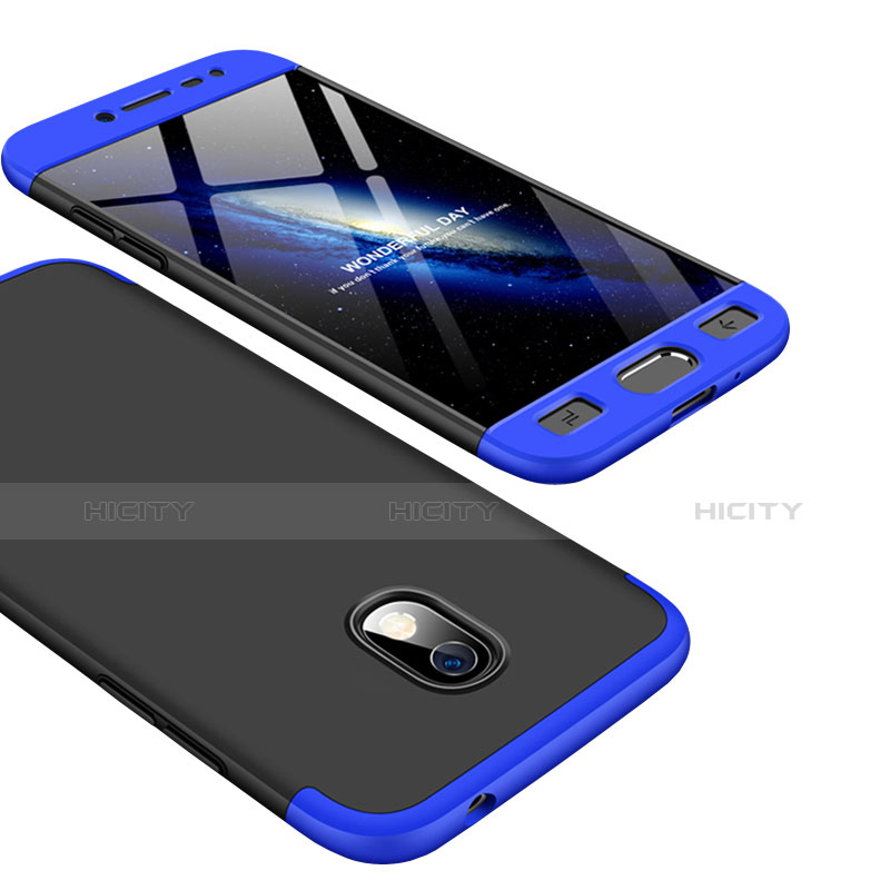 Cover Plastica Rigida Opaca Fronte e Retro 360 Gradi per Samsung Galaxy J7 Pro Blu e Nero