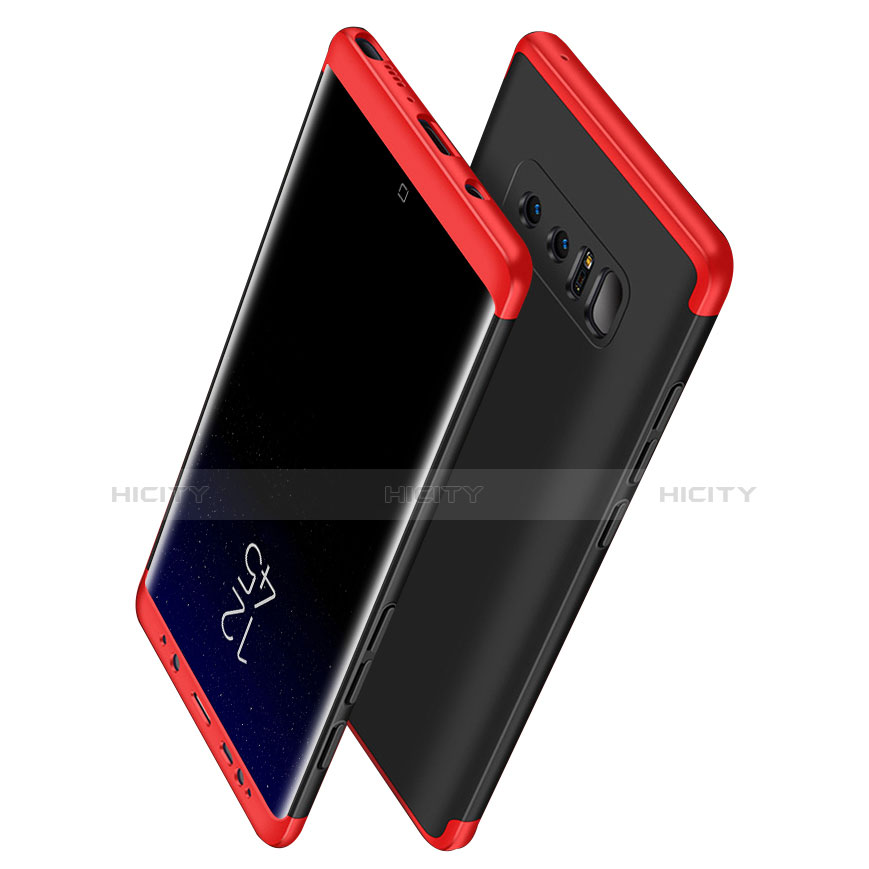 Cover Plastica Rigida Opaca Fronte e Retro 360 Gradi Q01 per Samsung Galaxy Note 8 Duos N950F Rosso e Nero