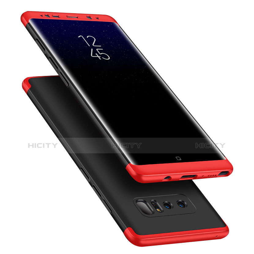 Cover Plastica Rigida Opaca Fronte e Retro 360 Gradi Q01 per Samsung Galaxy Note 8 Rosso e Nero