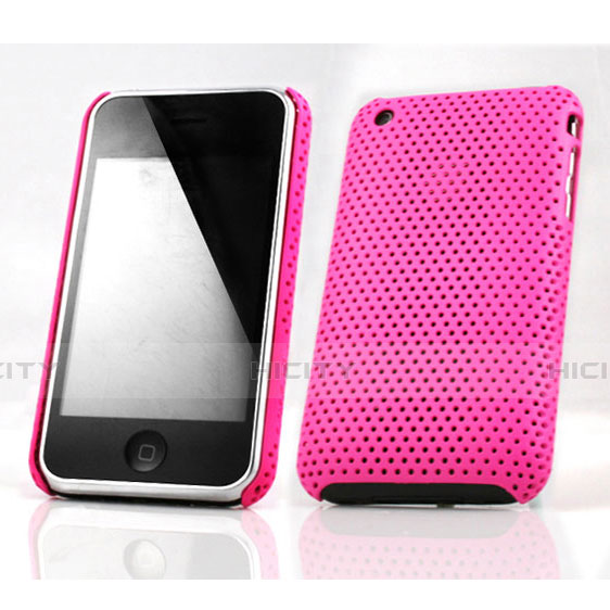 Cover Plastica Rigida Perforato per Apple iPhone 3G 3GS Rosa Caldo