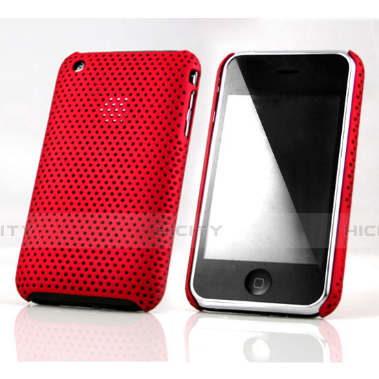 Cover Plastica Rigida Perforato per Apple iPhone 3G 3GS Rosso