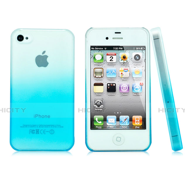 Cover Plastica Trasparente Rigida Sfumato per Apple iPhone 4 Cielo Blu
