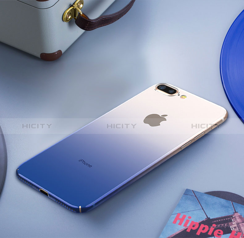 Cover Plastica Trasparente Rigida Sfumato per Apple iPhone 8 Plus Blu
