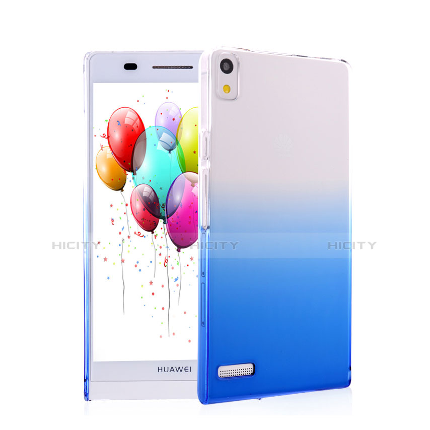 Cover Plastica Trasparente Rigida Sfumato per Huawei Ascend P6 Blu