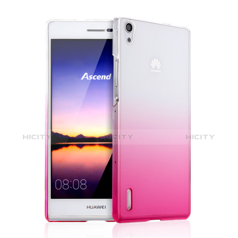 Cover Plastica Trasparente Rigida Sfumato per Huawei P7 Dual SIM Rosa