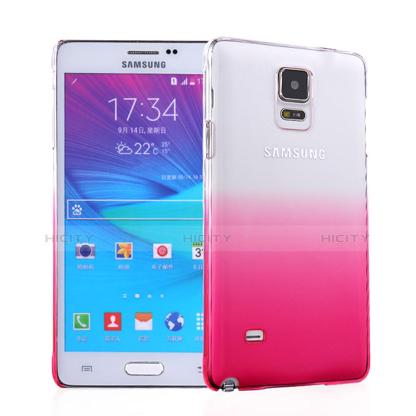 Cover Plastica Trasparente Rigida Sfumato per Samsung Galaxy Note 4 Duos N9100 Dual SIM Rosa