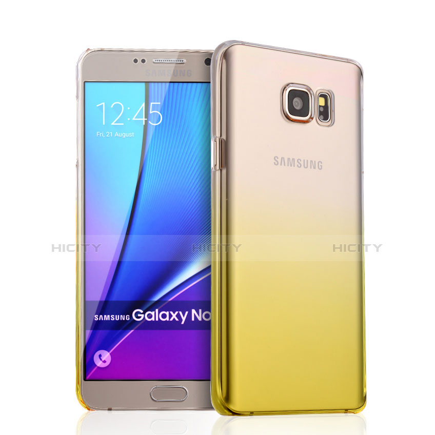 Cover Plastica Trasparente Rigida Sfumato per Samsung Galaxy Note 5 N9200 N920 N920F Giallo