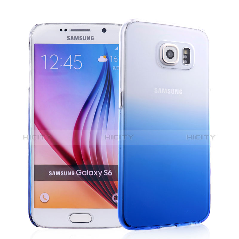 Cover Plastica Trasparente Rigida Sfumato per Samsung Galaxy S6 Duos SM-G920F G9200 Blu