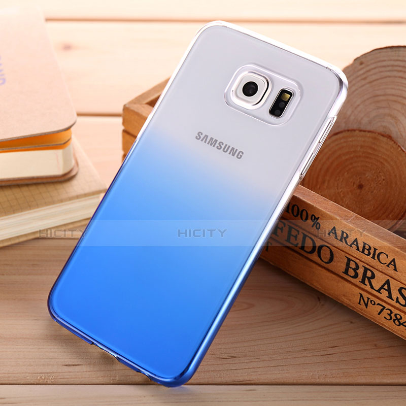 Cover Plastica Trasparente Rigida Sfumato per Samsung Galaxy S6 Duos SM-G920F G9200 Blu