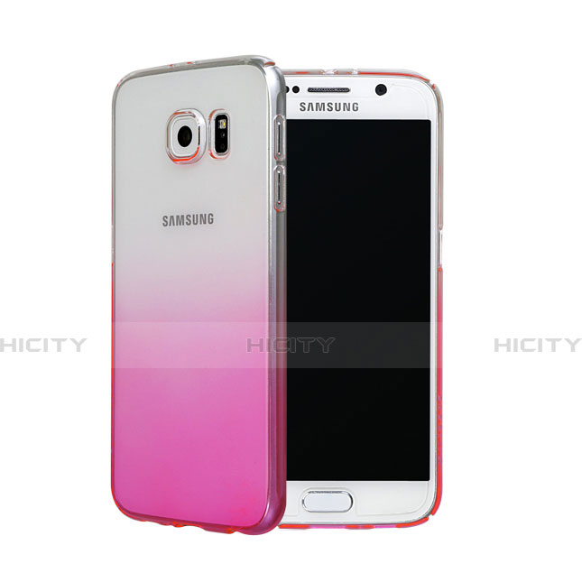 Cover Plastica Trasparente Rigida Sfumato per Samsung Galaxy S6 Duos SM-G920F G9200 Rosa