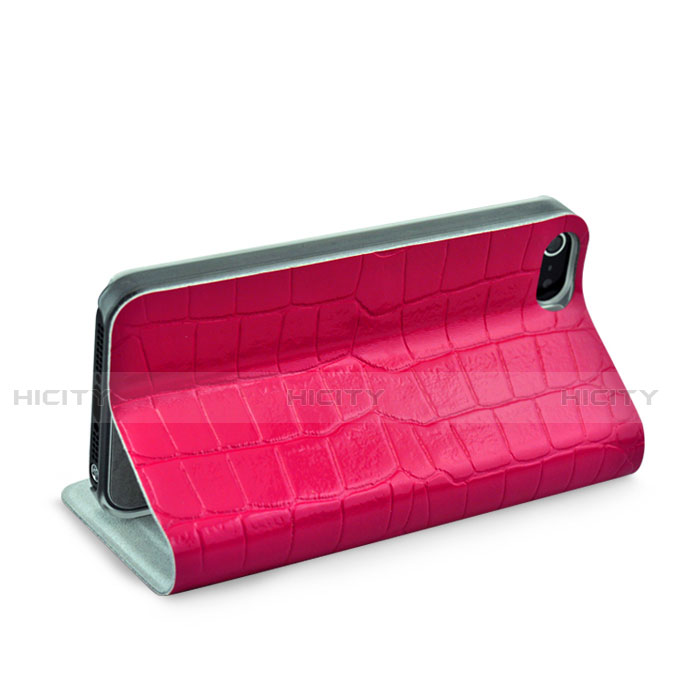 Cover Portafoglio In Pelle con Stand Coccodrillo per Apple iPhone 5 Rosa Caldo