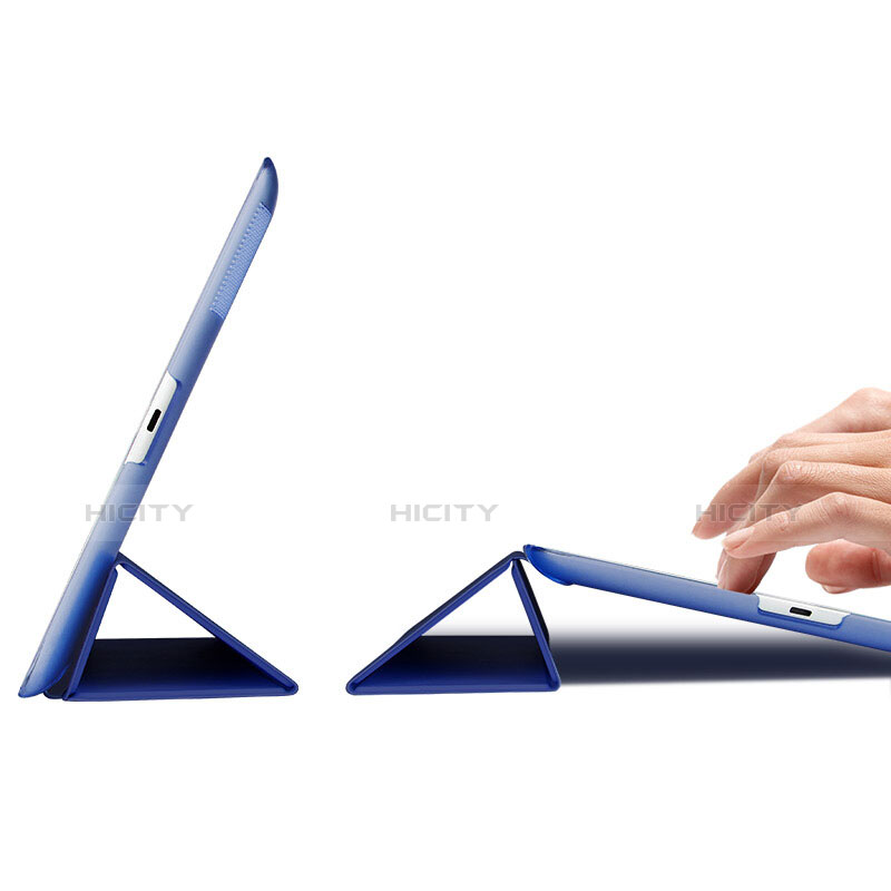 Cover Portafoglio In Pelle con Supporto L01 per Apple iPad 2 Blu