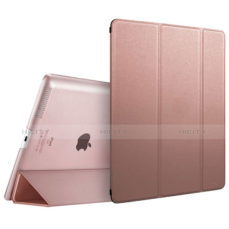 Cover Portafoglio In Pelle con Supporto L01 per Apple iPad 2 Oro Rosa