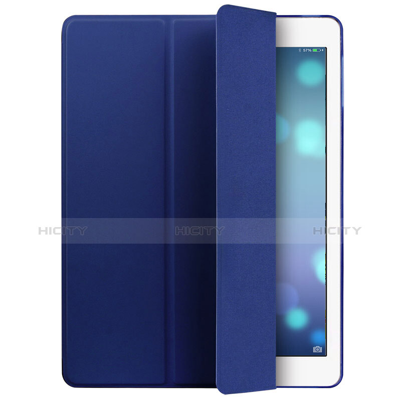 Cover Portafoglio In Pelle con Supporto L01 per Apple iPad 4 Blu