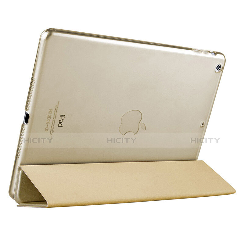 Cover Portafoglio In Pelle con Supporto L01 per Apple iPad Air Oro