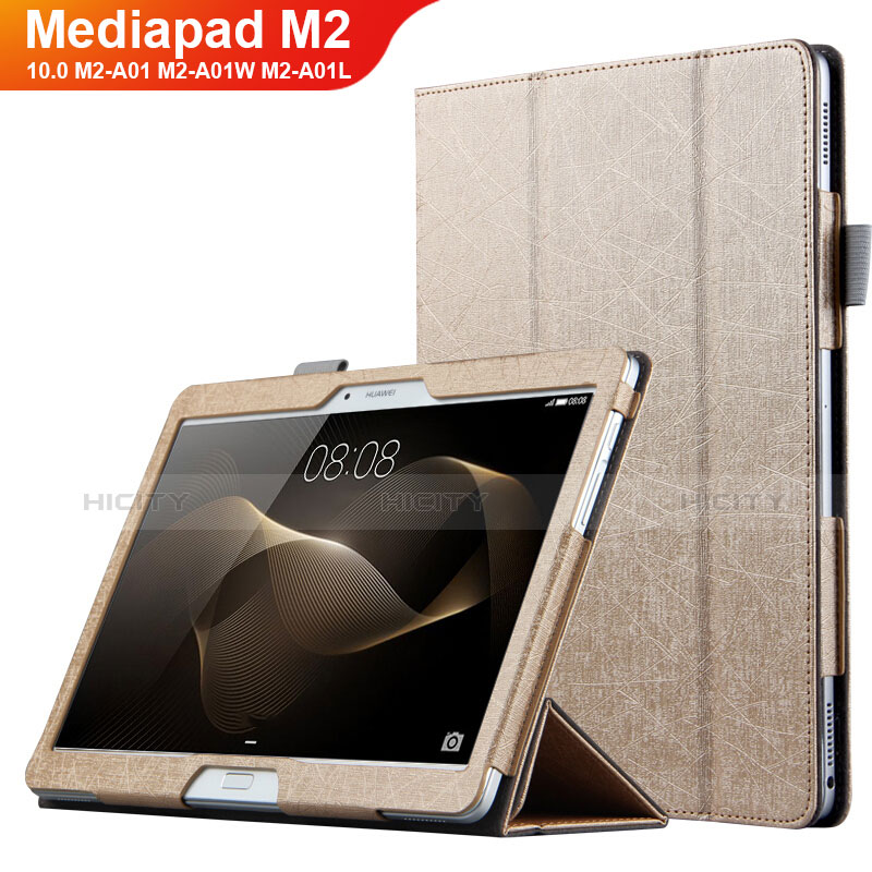 Cover Portafoglio In Pelle con Supporto L01 per Huawei MediaPad M2 10.0 M2-A01 M2-A01W M2-A01L Oro