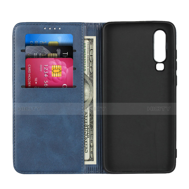 Cover Portafoglio In Pelle con Supporto L01 per Huawei P30 Blu