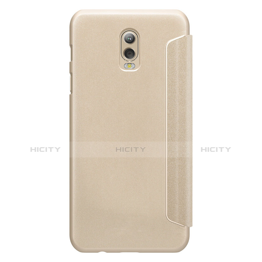 Cover Portafoglio In Pelle con Supporto L01 per Samsung Galaxy C7 (2017) Oro