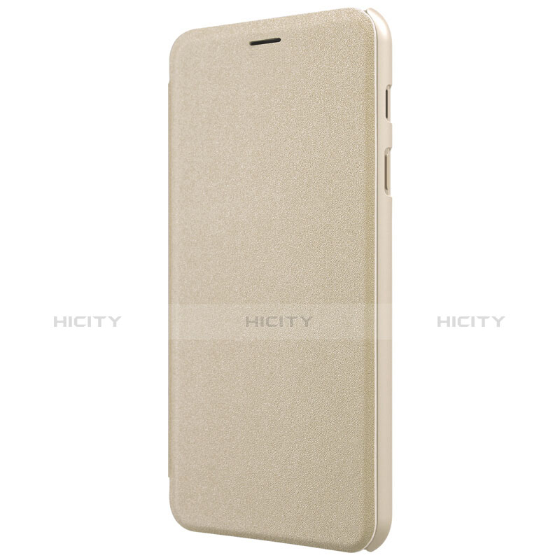 Cover Portafoglio In Pelle con Supporto L01 per Samsung Galaxy C7 (2017) Oro