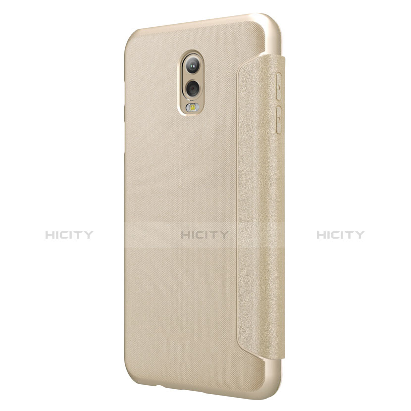 Cover Portafoglio In Pelle con Supporto L01 per Samsung Galaxy C7 (2017) Oro