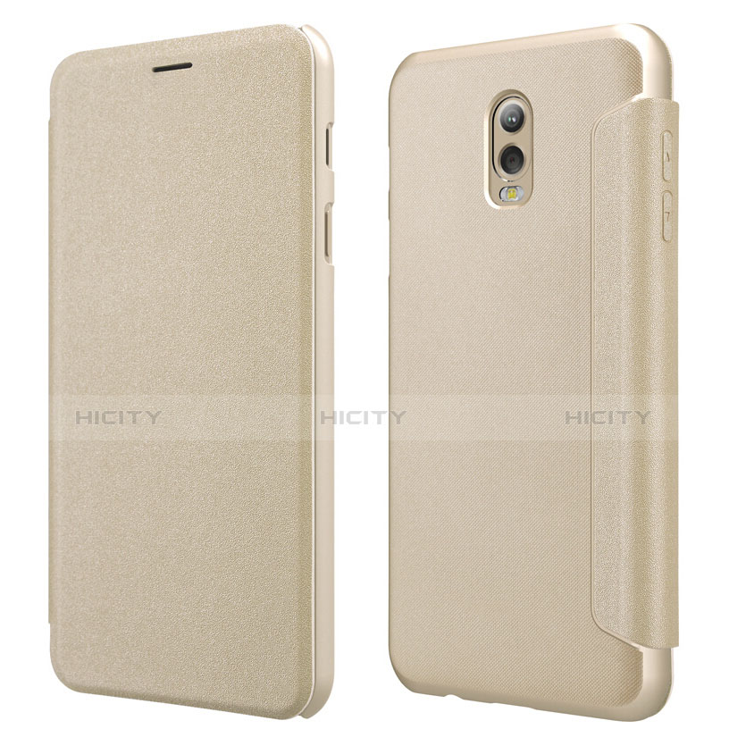 Cover Portafoglio In Pelle con Supporto L01 per Samsung Galaxy C8 C710F Oro