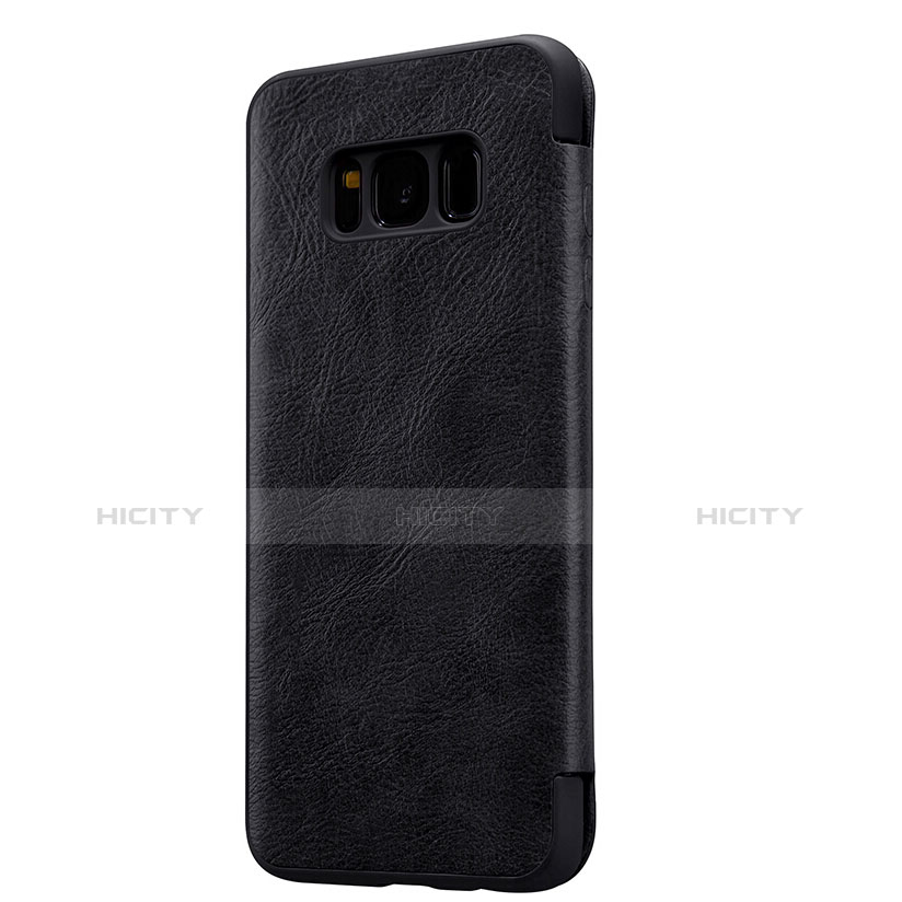 Cover Portafoglio In Pelle con Supporto L01 per Samsung Galaxy S8 Nero