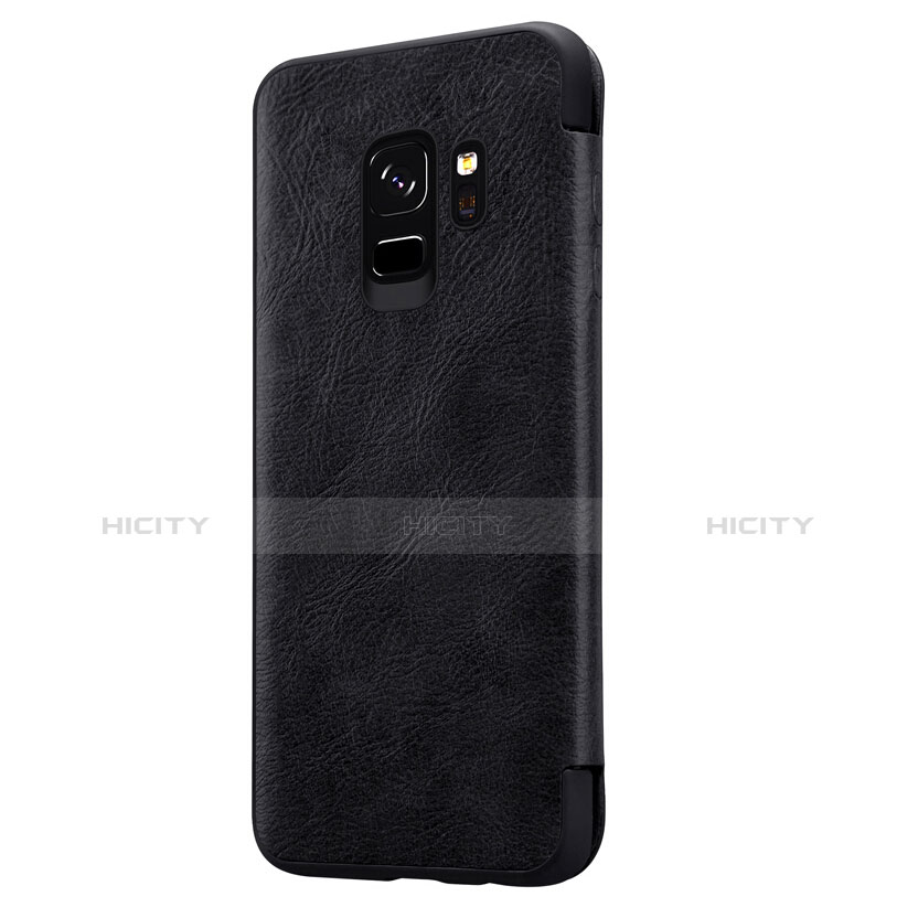 Cover Portafoglio In Pelle con Supporto L01 per Samsung Galaxy S9 Nero