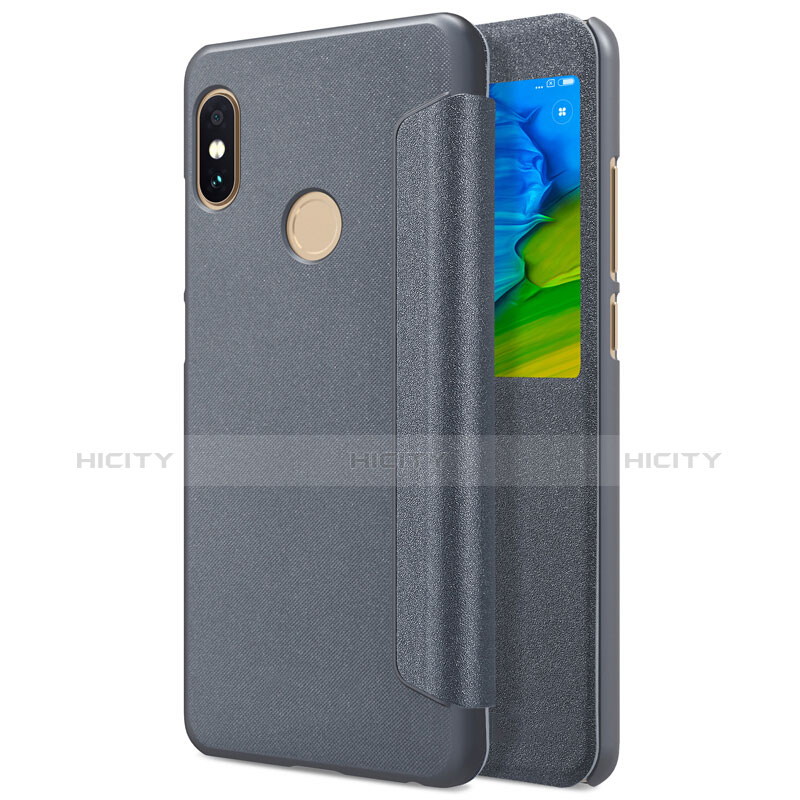 Cover Portafoglio In Pelle con Supporto L01 per Xiaomi Redmi Note 5 AI Dual Camera Grigio