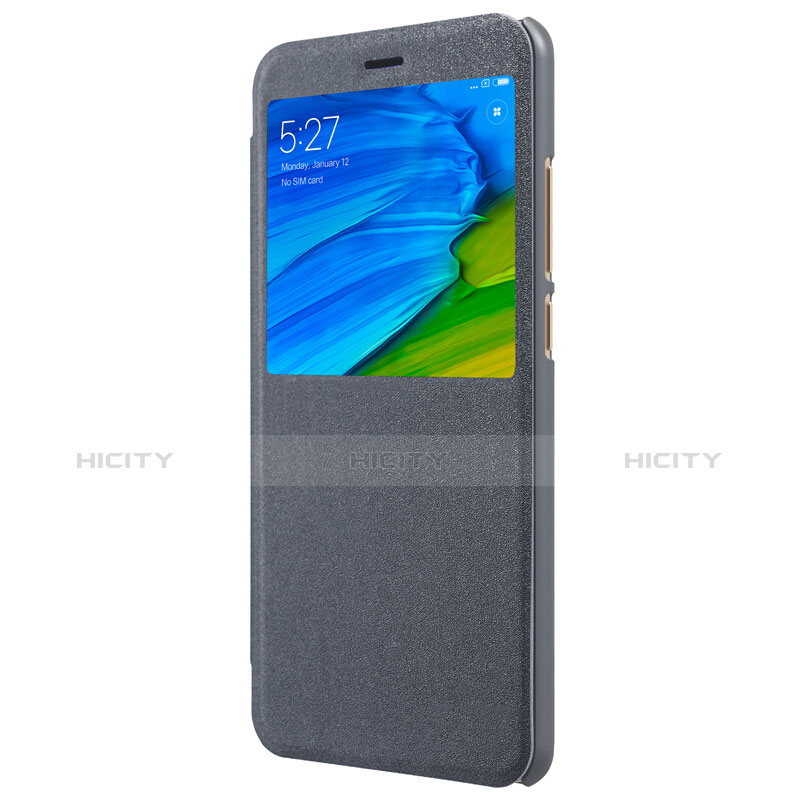 Cover Portafoglio In Pelle con Supporto L01 per Xiaomi Redmi Note 5 AI Dual Camera Grigio